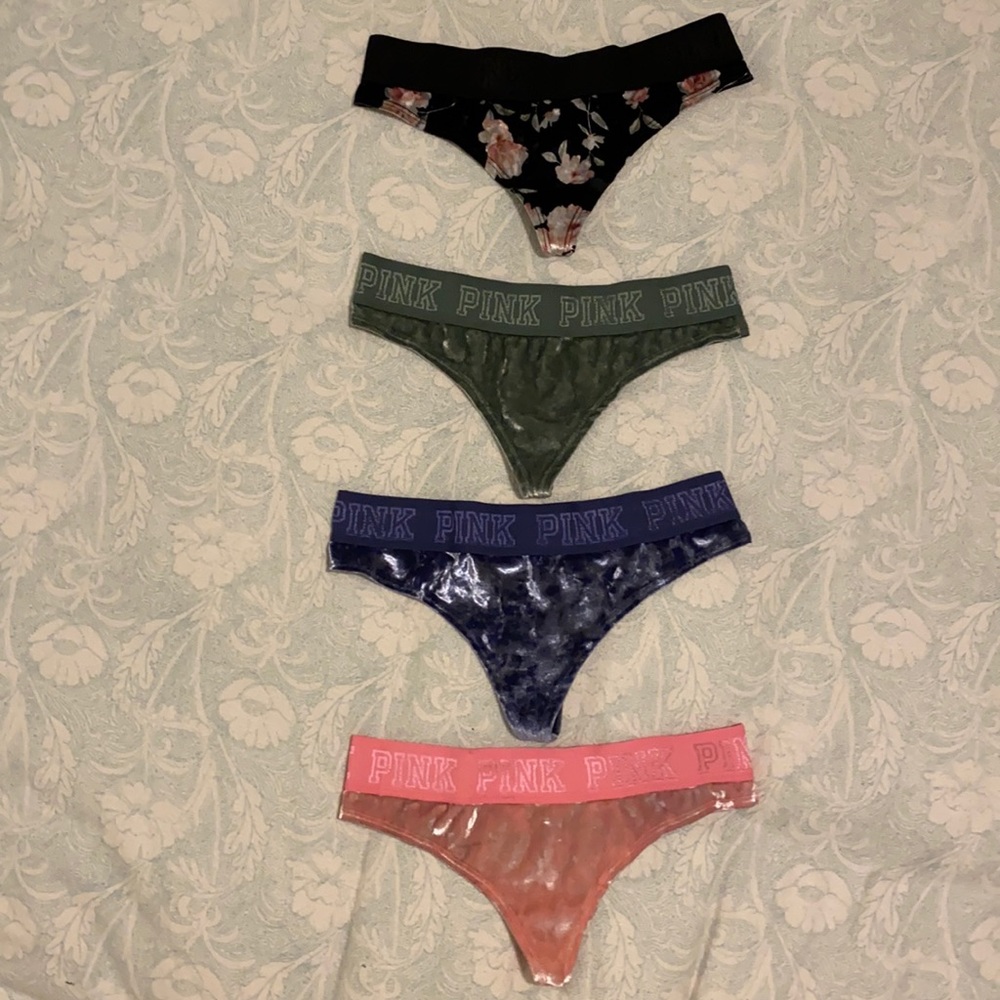 PINK Velvet Sheer Thick Band Thong